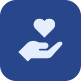 Caring hand with heart icon