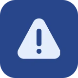 Warning icon on blue background